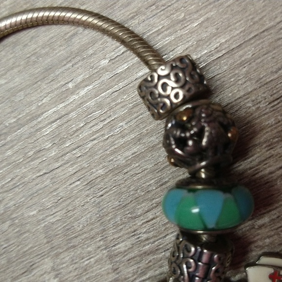 Pandora Turquoise Nurse Charm Silver Bracelet - Picture 3 of 5